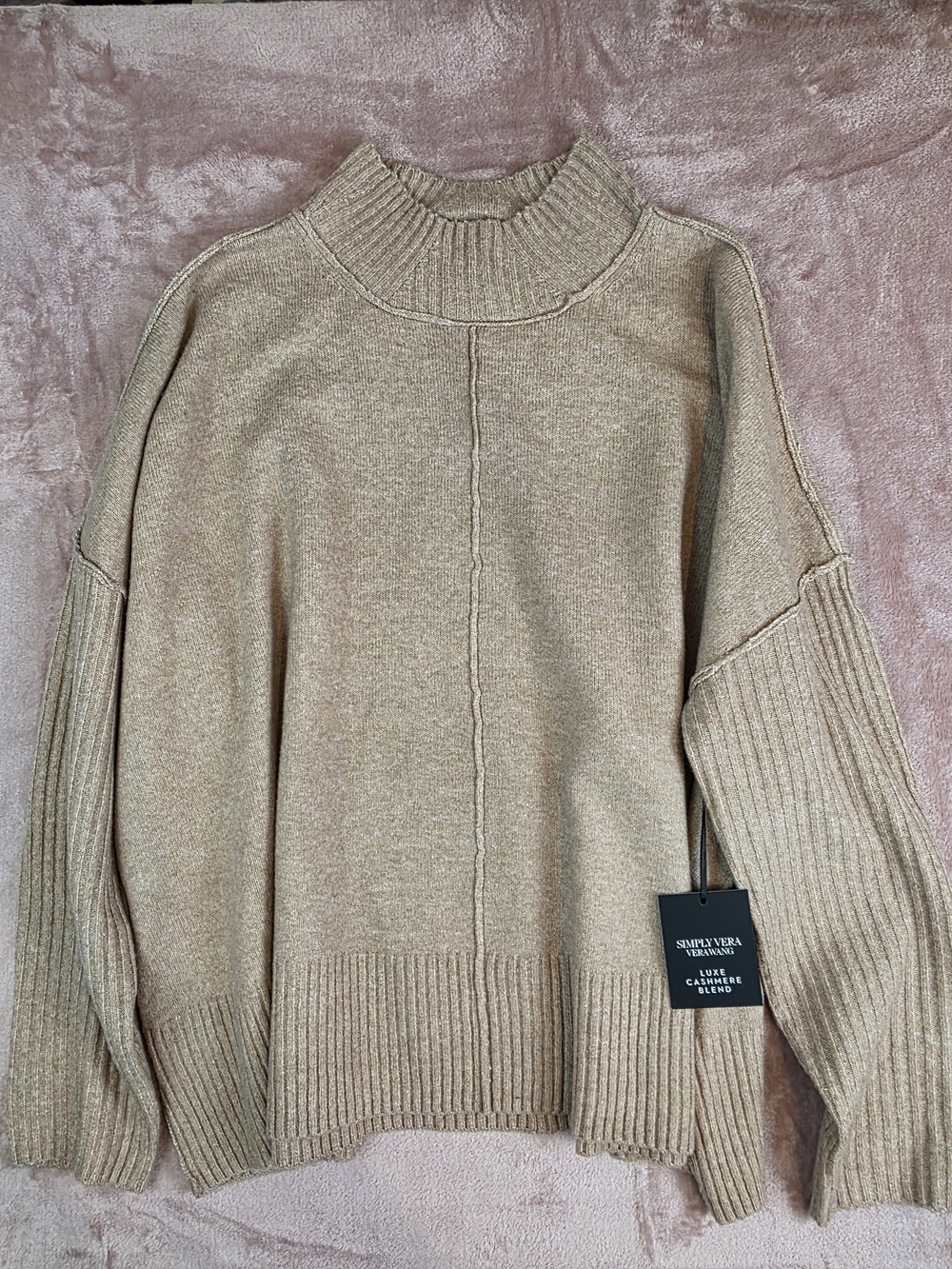Vera Wang Metallic Gold Crewneck Sweater